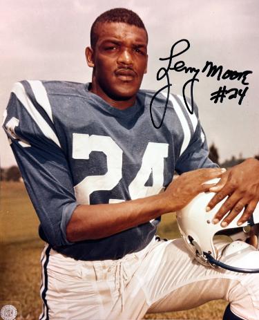 Lenny Moore Autographed Baltimore Colts NFL Licensed 8x10 Photo imperfect #24-COA (HOF)-Powers Sports Memorabilia