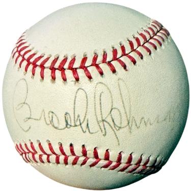 Brooks Robinson Autographed ROAL Rawlings Official American League Baseball imperfect- COA (Baltimore Orioles/HOF)-Powers Sports Memorabilia