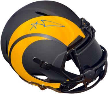 Aaron Donald Autographed Los Angeles Rams Riddell NFL Full Size Eclipse Rep Speed Helmet w/ Visor- Beckett Witnessed Hologram-Powers Sports Memorabilia