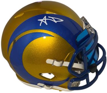 Aaron Donald Autographed Los Angeles Rams Riddell NFL Flash Alternate Speed Mini Helmet w/ Visor imperfect- Beckett Witnessed-Powers Sports Memorabilia