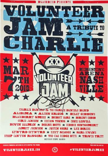 Charlie Daniels Autographed 2018 Volunteer Jam A Tribute to Charlie 14x22 Hatch Show Print/Poster LTD /350- COA-Powers Sports Memorabilia