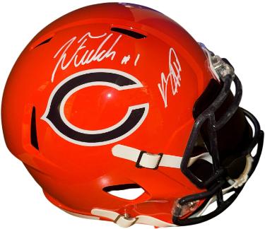 Justin Fields & Keenan Allen dual Autographed Chicago Bears Riddell NFL Speed FS Rep Helmet w/ Visor- JSA-Powers Sports Memorabilia
