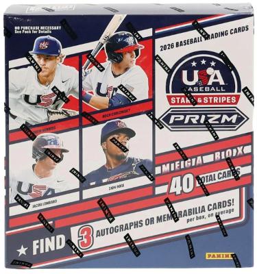 2026 Panini Prizm USA Stars & Stripes Baseball Mega Box-10PK/4CPP/40CPB - NEW/Factory Sealed-Powers Sports Memorabilia