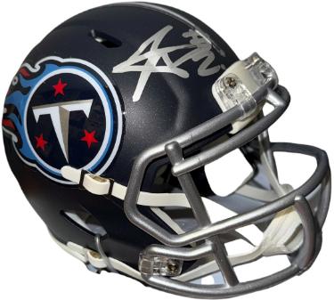 Tyjae Spears Autographed Tennessee Titans Riddell NFL Speed TB Mini Helmet #2 - COA-Powers Sports Memorabilia
