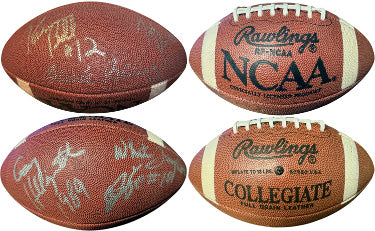 Buck Belue Autographed Rawlings Official NCAA Collegiate Leather Football w/ 6 signatures- COA-Powers Sports Memorabilia