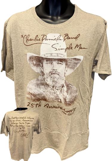 The Charlie Daniels Band Simple Man 25th Anniversary Official Cream T-Shirt- Size Large- New/Unworn-Powers Sports Memorabilia