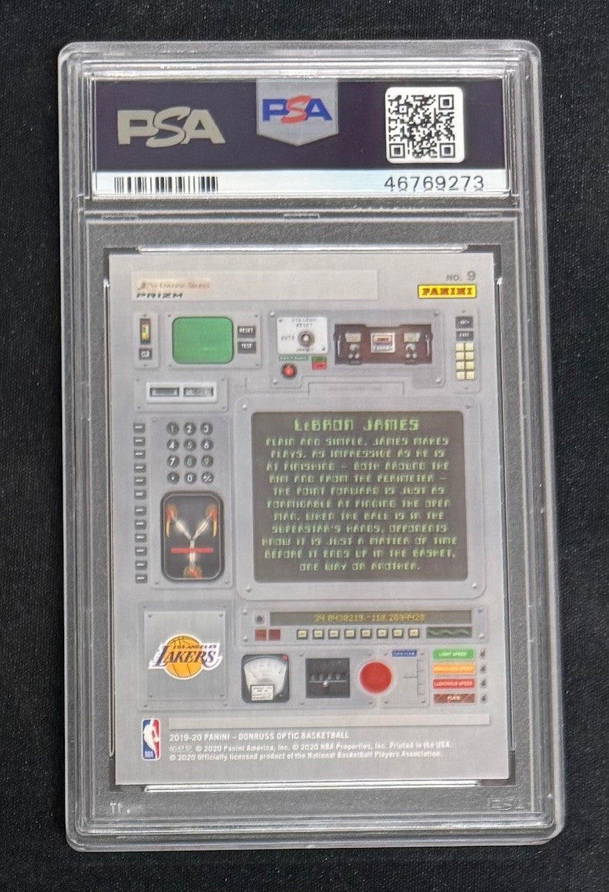 LeBron James 2019 Panini Donruss Optic Basketball Card T Minus 3 2 1 Purple Graded PSA 10 Cert #46769273-Powers Sports Memorabilia