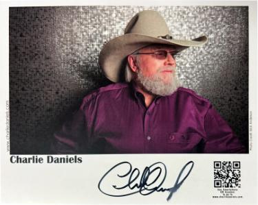Charlie Daniels Autographed 8x10 Photo imperfect/smudge- COA (Country/Southern Rock)-Powers Sports Memorabilia