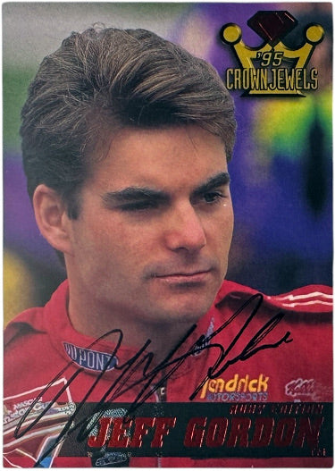Jeff Gordon Autographed 1995 Wheels Crown Jewels Ruby NASCAR On Card Auto #02- COA-Powers Sports Memorabilia