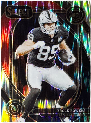Brock Bowers 2024 Panini Select Club Level Black & Red Shock Prizm Rookie Card (RC) #222 (Las Vegas Raiders)-Powers Sports Memorabilia