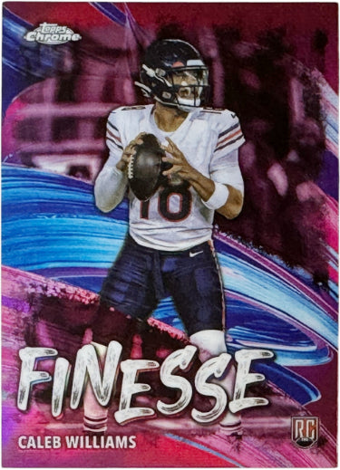 Caleb Williams 2024 Topps Chrome Finesse Pink Refractor Rookie Card (RC) #F-1 (Chicago Bears)-Powers Sports Memorabilia