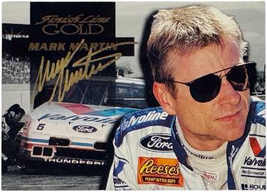 Mark Martin Autographed 1994 Finish Line Gold NASCAR Racing On Card Auto #81-Powers Sports Memorabilia