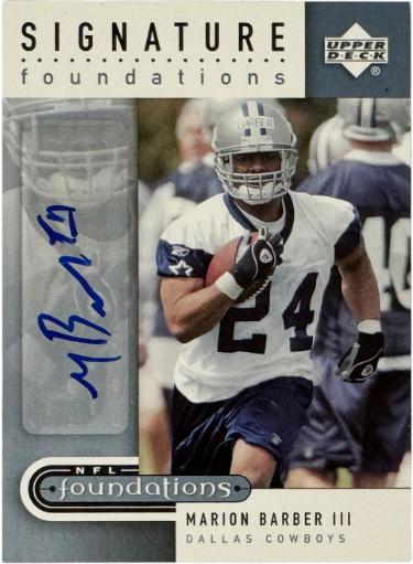 Marion Barber III Autographed 2005 Upper Deck Signature Foundations RC Auto Card #SF-BA (Dallas Cowboys)-Powers Sports Memorabilia