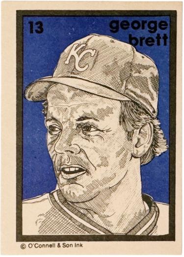George Brett 1984 O'Connell & Son Mini Print Art Card #13 (Kansas City Royals/HOF)-Powers Sports Memorabilia