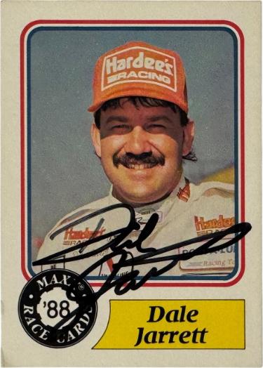 Dale Jarrett Autographed 1988 Maxx Charlotte Hardee's Racing RC On Card Auto #61- COA-Powers Sports Memorabilia