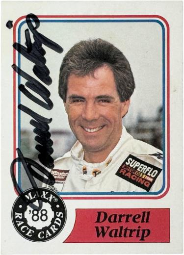Darrell Waltrip Autographed 1988 Maxx Charlotte Superflo Rookie On Card Auto #10- COA-Powers Sports Memorabilia
