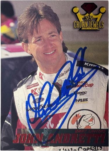John Andretti Autographed 1995 Wheels Crown Jewels Ruby On Card Auto #25 - COA-Powers Sports Memorabilia