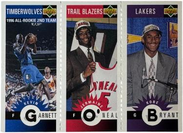 Kobe Bryant 1996-97 Upper Deck Collector's Choice Rookie Card #M129 (Kevin Garnett/Jermaine O'Neal)-Powers Sports Memorabilia