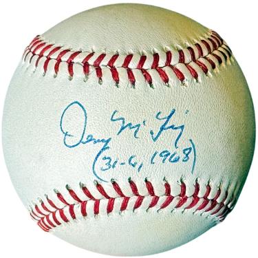 Denny McLain Autographed Official Rawlings ROAL Baseball w/ 31-6, 1968 tone- COA (Detroit Tigers)-Powers Sports Memorabilia