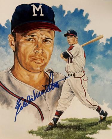 Eddie/Ed Mathews Autographed Milwaukee Braves 8x10 Portrait Photo - COA (HOF/500HR)-Powers Sports Memorabilia