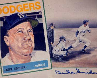 Duke Snider Autographed Brooklyn Dodgers 8x10 Photo/Lithograph imperfect- COA (HOF)-Powers Sports Memorabilia