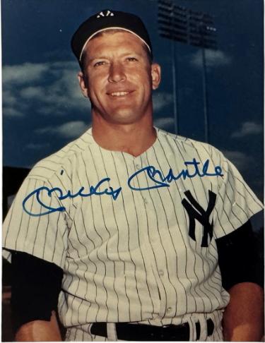 Mickey Mantle Autographed New York Yankees 3.5x4.5 Photo - Beckett Review HOF/500 HR-Powers Sports Memorabilia