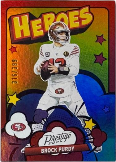 Brock Purdy 2024 Panini Prestige Heroes Xtra Points Red Card /399 (San Francisco 49ers)-Powers Sports Memorabilia