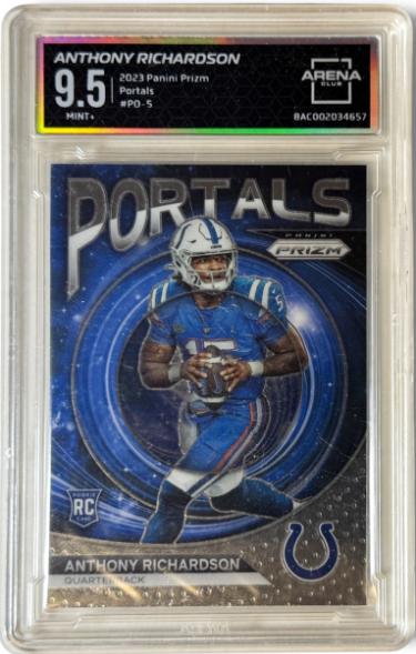 Anthony Richardson 2023 Panini Prizm Portals RC Card #PO-5- Arena Club Graded 9.5 Mint+ (w/sub grades/Indianapolis Colts)-Powers Sports Memorabilia