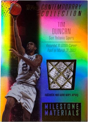 Tim Duncan 2003 Topps Contemporary Coll Milestone Materials Card #MIMTD- /250 (San Antonio Spurs/HOF)-Powers Sports Memorabilia