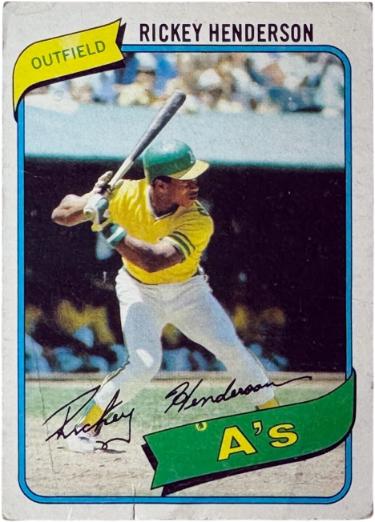 Rickey Henderson 1980 Topps Rookie Card (RC) #482 imperfect (Oakland A's/HOF)-Powers Sports Memorabilia