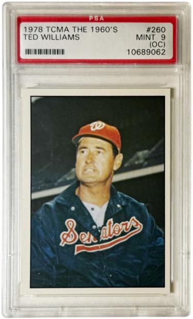Ted Williams 1978 TCMA The 1960's Card #260- PSA Graded 9 Mint (OC) (Washington Senators)-Powers Sports Memorabilia