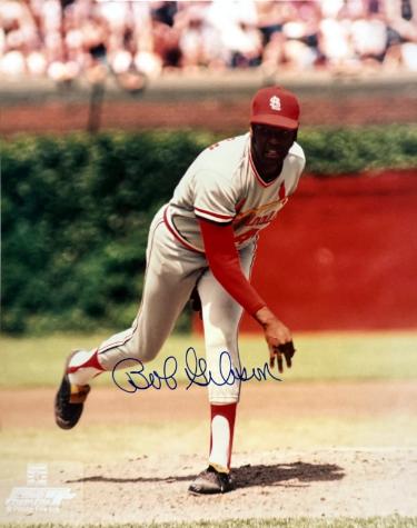 Bob Gibson Autographed St. Louis Cardinals MLB Licensed 8x10 Photo- Goldin/Score Board COA (HOF)-Powers Sports Memorabilia