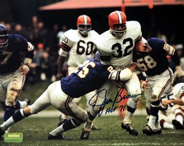 Jim Brown Autographed Cleveland Browns 8x10 Photo HOF 71- Gridiron Authentics Holo/COA-Powers Sports Memorabilia