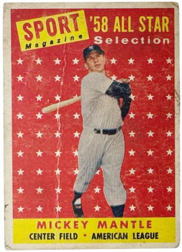 Mickey Mantle 1958 Topps All Star Card #487 - (New York Yankees/HOF/500 HR)-Powers Sports Memorabilia