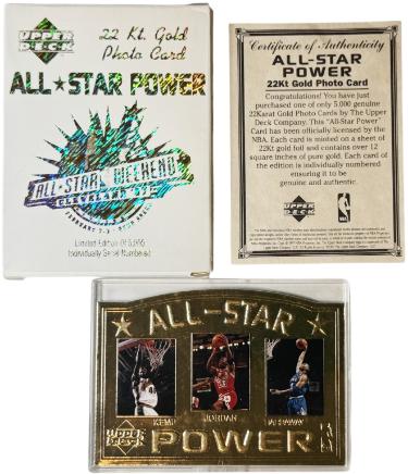 Michael Jordan 1997 Upper Deck 22KT Gold All-Star Power Card /5000- COA (Chicago Bulls/GOAT/HOF)-Powers Sports Memorabilia