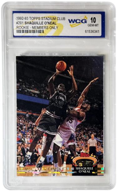 Shaquille O'Neal 1992-93 Topps Stadium Club Members RC Card #201 - WCG Graded 10 Gem Mint (Orlando Magic/HOF)-Powers Sports Memorabilia