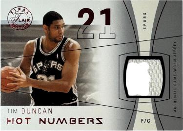 Tim Duncan 2003-04 Flair Final Edition Hot Numbers Worn Jersey Card /175 #HN-TD (San Antonio Spurs/HOF)-Powers Sports Memorabilia