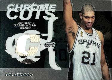 Tim Duncan 2003-04 Topps Chrome Cuts Game Worn Jersey Card #CCR-TD (San Antonio Spurs/HOF)-Powers Sports Memorabilia