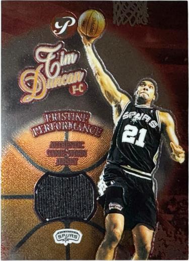 Tim Duncan 2002-03 Topps Pristine Performance NBA Game Worn Jersey Card #PPE-TD (San Antonio Spurs)-Powers Sports Memorabilia