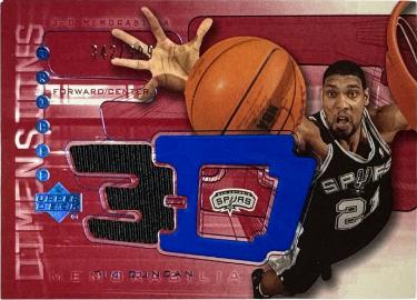 Tim Duncan 2003-04 Upper Deck Triple Dimensions 3-D Used Warmup Card #3DW23 /999 (San Antonio Spurs/HOF)-Powers Sports Memorabilia