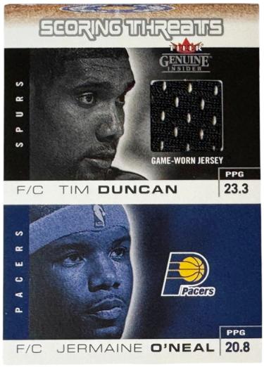 Tim Duncan 2003-04 Fleer Genuine Insider Scoring Threats Worn Jersey Card #ST-TD (San Antonio Spurs/HOF)-Powers Sports Memorabilia