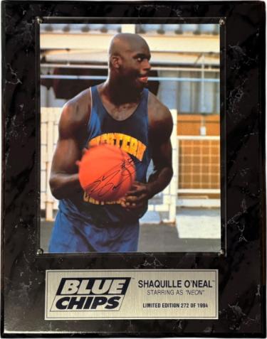 Shaquille O'Neal Autographed Blue Chips Movie "Neon" 8x10 Photo Plaque- Goldin- Score Board COA-Powers Sports Memorabilia