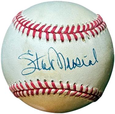 Stan Musial Autographed RONL Rawlings Official National League Baseball imperfect- COA (St. Louis Cardinals/HOF)-Powers Sports Memorabilia
