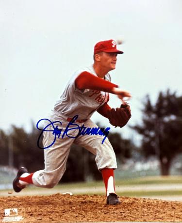 Jim Bunning Autographed Philadelphia Phillies MLB 8x10 Photo- COA (HOF/6-21-64 PG) - CTBL_047071-Powers Sports Memorabilia
