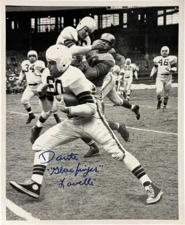 Dante Lavelli Autographed Cleveland Browns 8x10 Photo w/ "Gluefinger"- COA (HOF)-Powers Sports Memorabilia