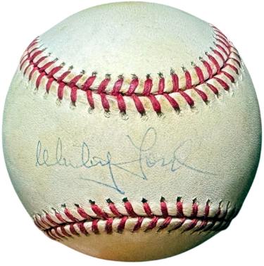 Whitey Ford Autographed Rawlings ROAL American League Baseball imperfect- Steiner Hologram/COA (New York Yankees/HOF)-Powers Sports Memorabilia