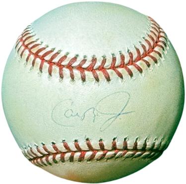 Cal Ripken, Jr. Autographed Rawlings OFC MLB Baseball imperfect/sig fad-Ripken 8 Holo (Baltimore Orioles/HOF)-Powers Sports Memorabilia