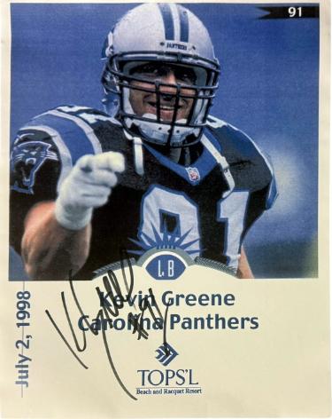 Kevin Greene Autographed Carolina Panthers 8.5x11 Photo- COA (On Paper/Beach Resort)-Powers Sports Memorabilia