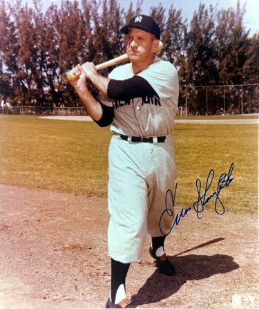 Enos Slaughter Autographed New York Yankees MLB 8x10 Photo imperfect- COA (HOF/10XAS) - CTBL_047088-Powers Sports Memorabilia