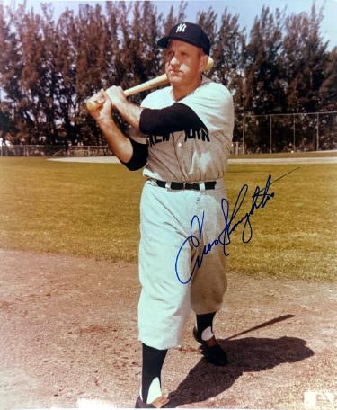 Enos Slaughter Autographed New York Yankees MLB 8x10 Photo imperfect- COA (HOF/10XAS) - CTBL_047089-Powers Sports Memorabilia